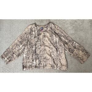 Vince Camuto Blouse XL Snake Print Zip Front Sheer Lightweight Jacket Top